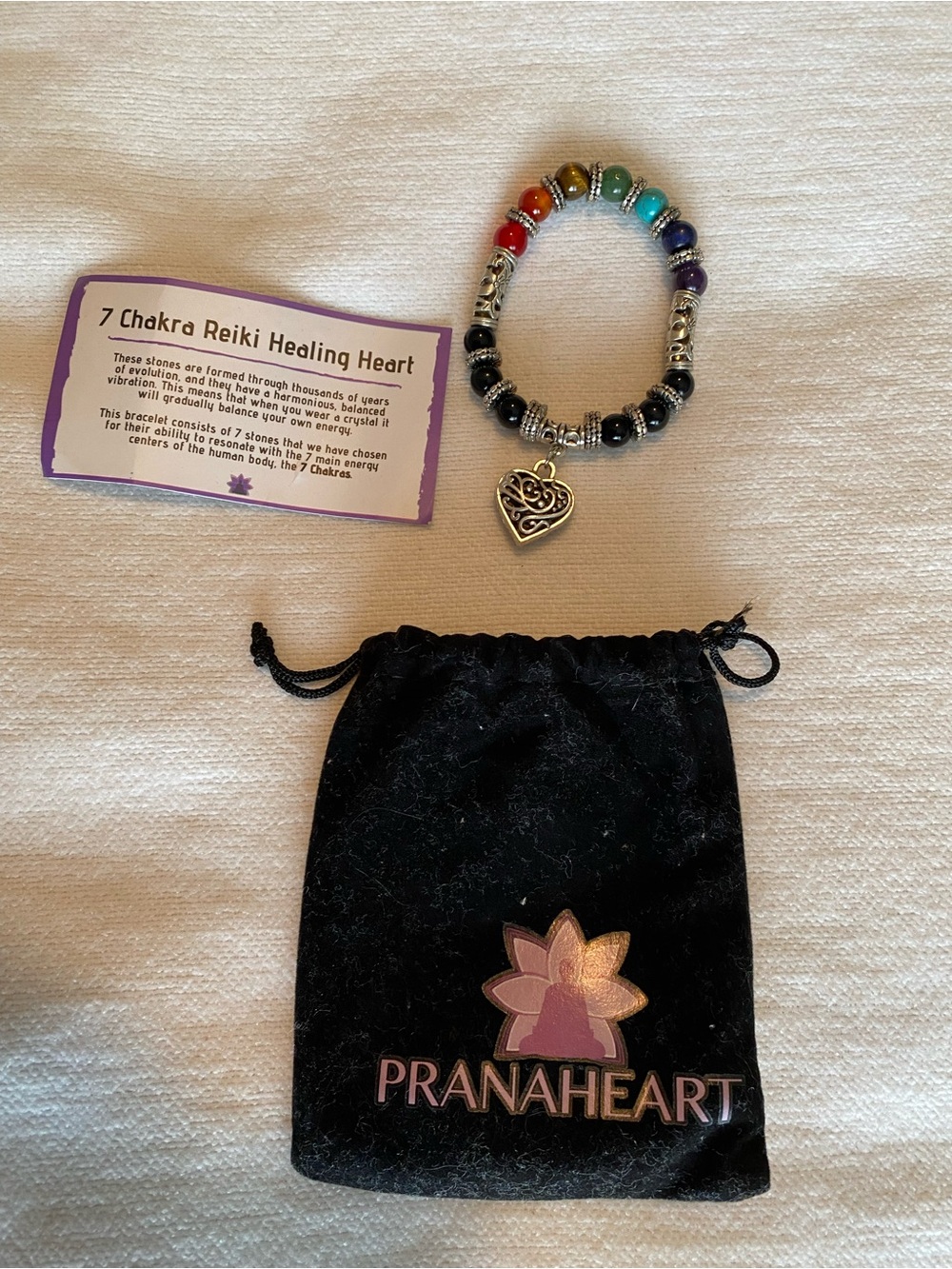 Prana Heart Yogi 7-Chakra Heart Charm Beaded Bracelet - Multicolor